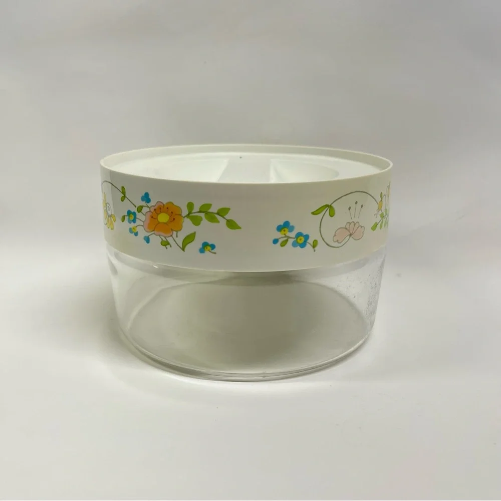 Vintage Pyrex 6x4 see and store Corning Glass 0224 Canister Storage Jar Lid